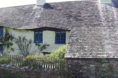 a building with grey roof